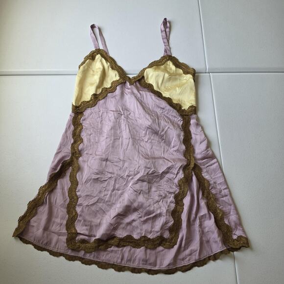 Free People Other - Intimately Free People Nightgown Womens Small Purple Lace Satin Babydoll Slip